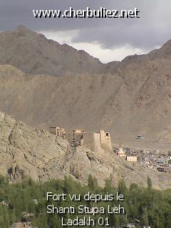 légende: Fort vu depuis le Shanti Stupa Leh Ladakh 01
qualityCode=raw
sizeCode=half

Données de l'image originale:
Taille originale: 137321 bytes
Temps d'exposition: 1/600 s
Diaph: f/960/100
Heure de prise de vue: 2002:05:30 16:26:27
Flash: non
Focale: 178/10 mm
